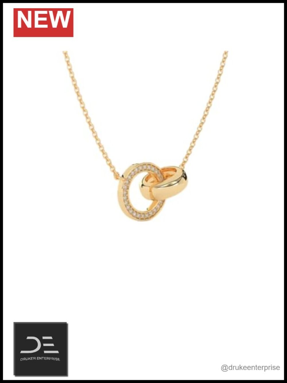 14K Gold Vermeil Pendant Necklace with Cubic Zirconia, Hypoallergenic Sterling
